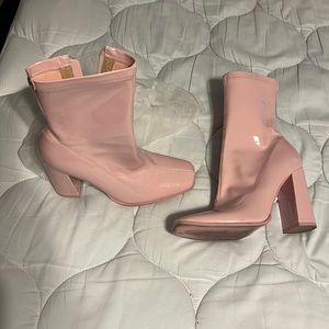 Pink ankle booties